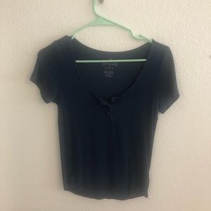 Blue Scoop Neck Tee